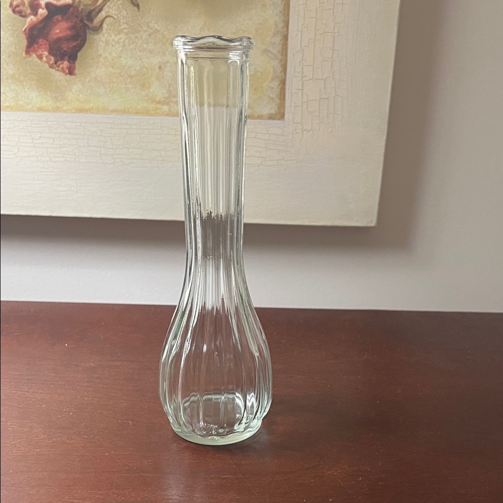 Vintage Hoosier Glass 4034 29 Ribbed Bud Glass Vase